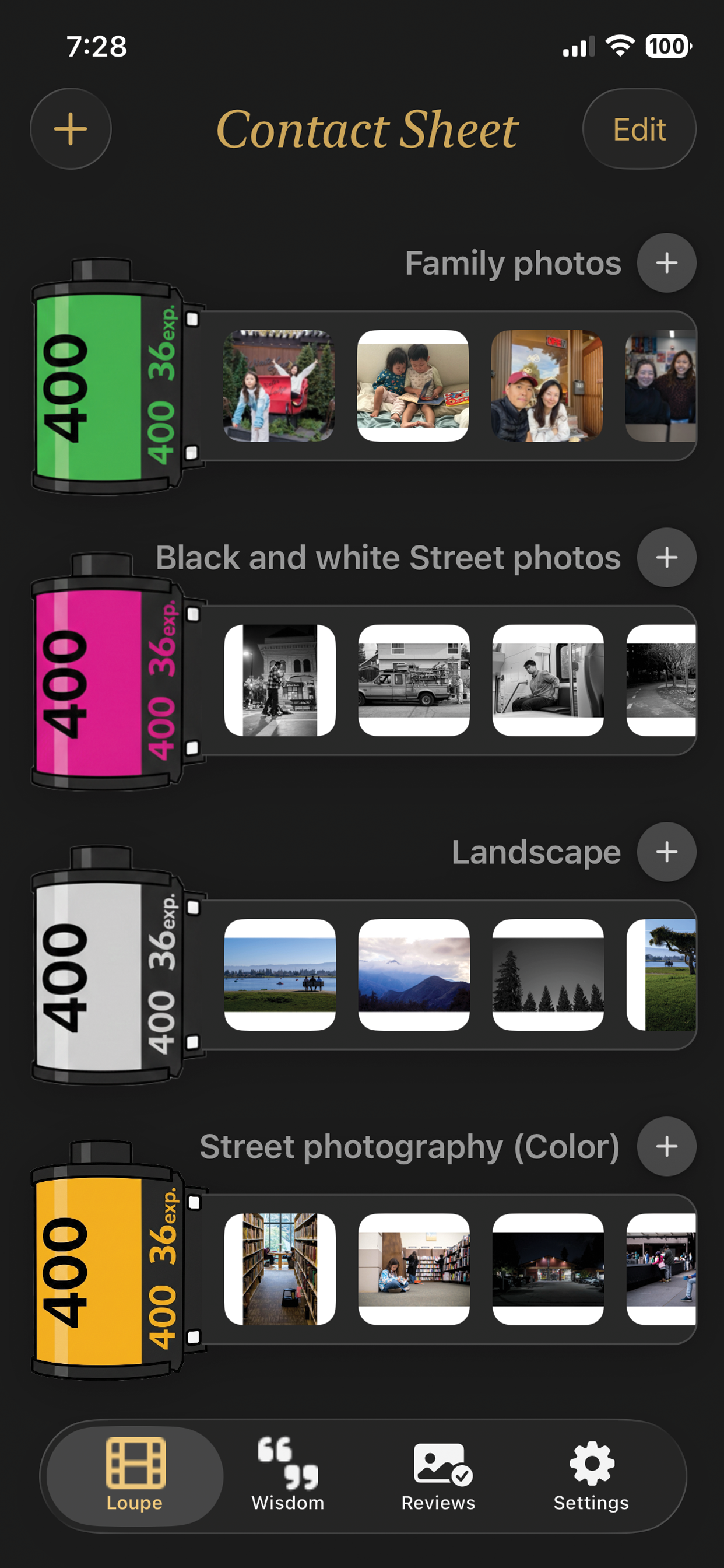 Contact Sheet main screen
