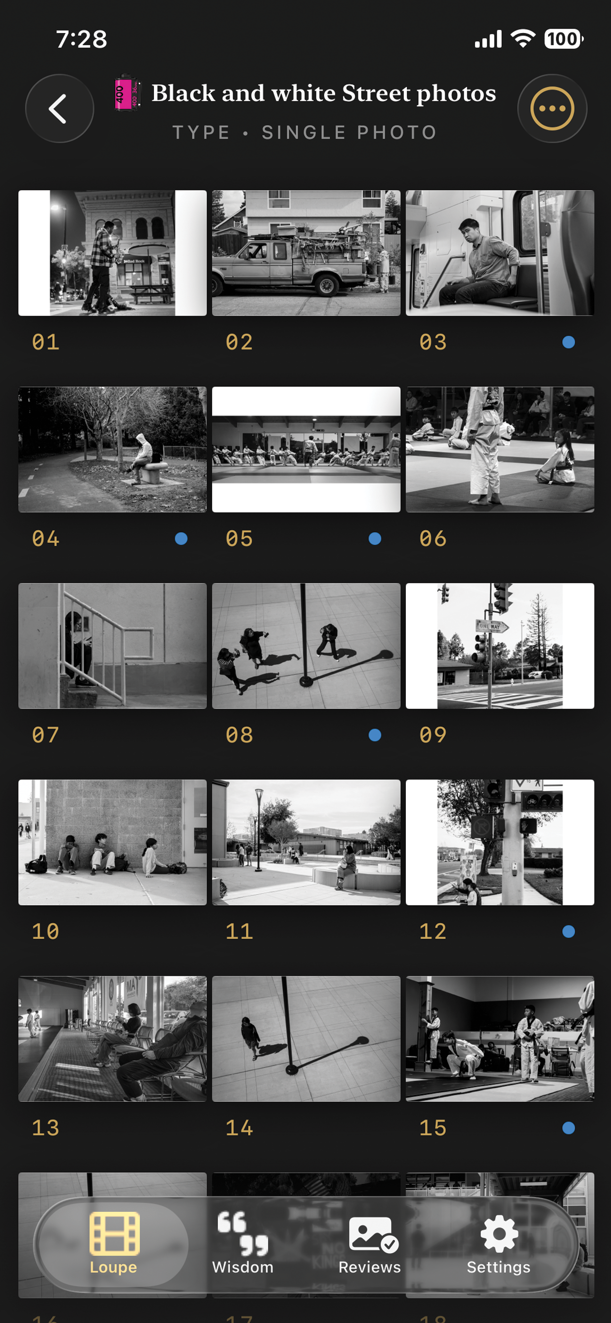 Film roll detail view